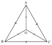 จากรูป กำหนดให้ OA = OB = OC และ AB = BC = CA จงหาขนาดของ มุม BOC และ มุม BAO