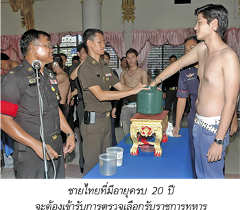 ชายไทยที่มีอายุครบ 20 ปี จะต้องรับการตรวจรับราชการทหาร