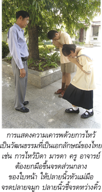 การไหว้เป็นวัฒนธรรมที่เป็นเอกลักษณ์ของไทย