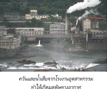 ควันและน้ำเสียจากโรงงานอุตสาหกรรมทำให้เกิดมลพิษทางอากาศ