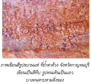ภาพเขียนสีรูปขบวนแห่ ถ้ำตาด้วง จ.กาญจนบุรี