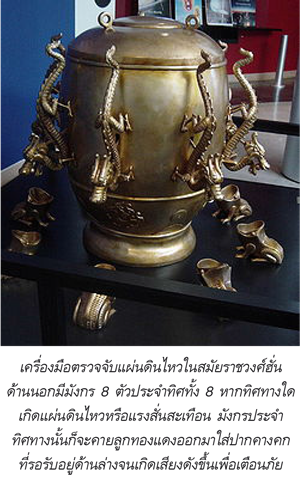 เครื่องมือตรวจจับแผ่นดินไหวในสมัยราชวงศ์ฮั่น