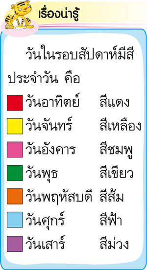 สีประจำวันในรอบสัปดาห์